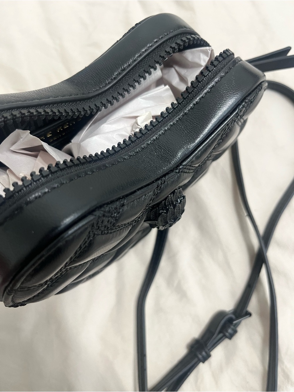 Kurt Geiger Kensington Black Quilted Heart Crossbody Bag - Picture 10 of 14